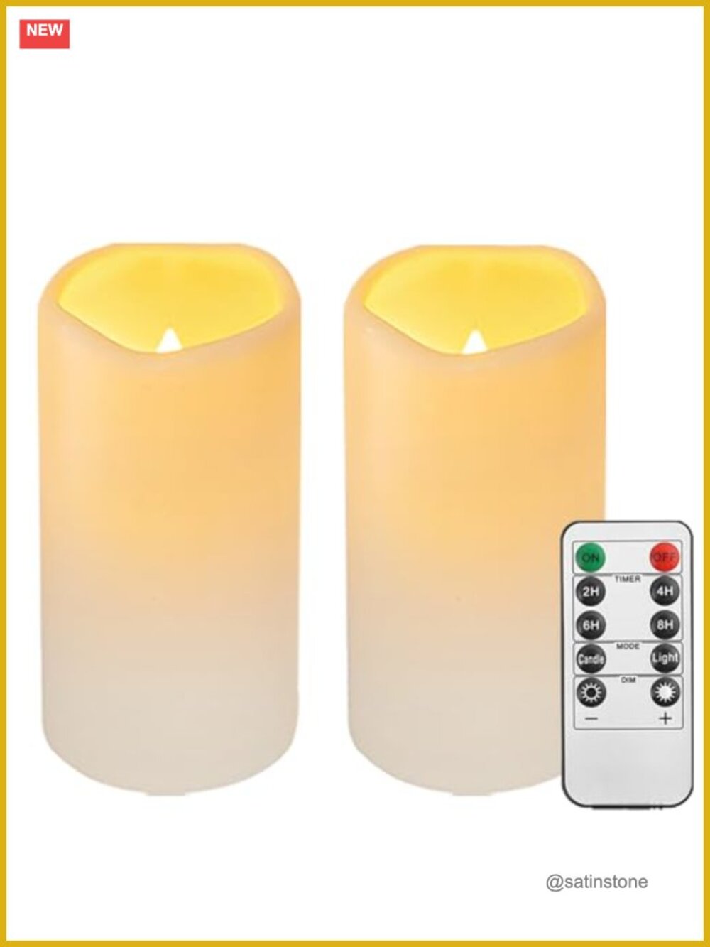 2 Pack Outdoor Waterproof Plastic Flameless LED Candles Remote Timer
